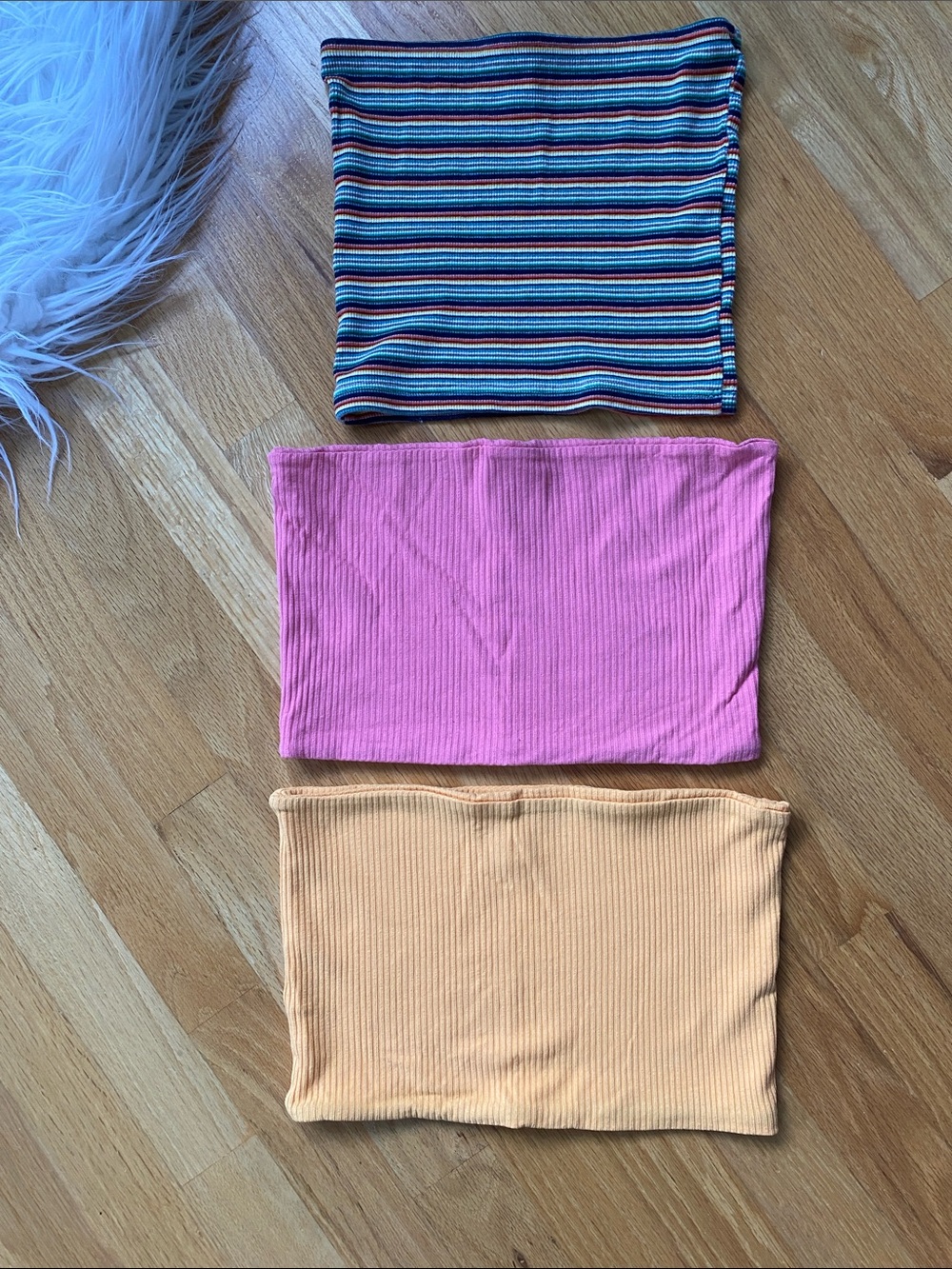 Topshop Brandy Melville Multicolor + Pink + Peach yellow Crop Tops (Set of 3)